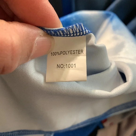 Blouse black and blue women's size large with flared arms - Picture 3 of 5